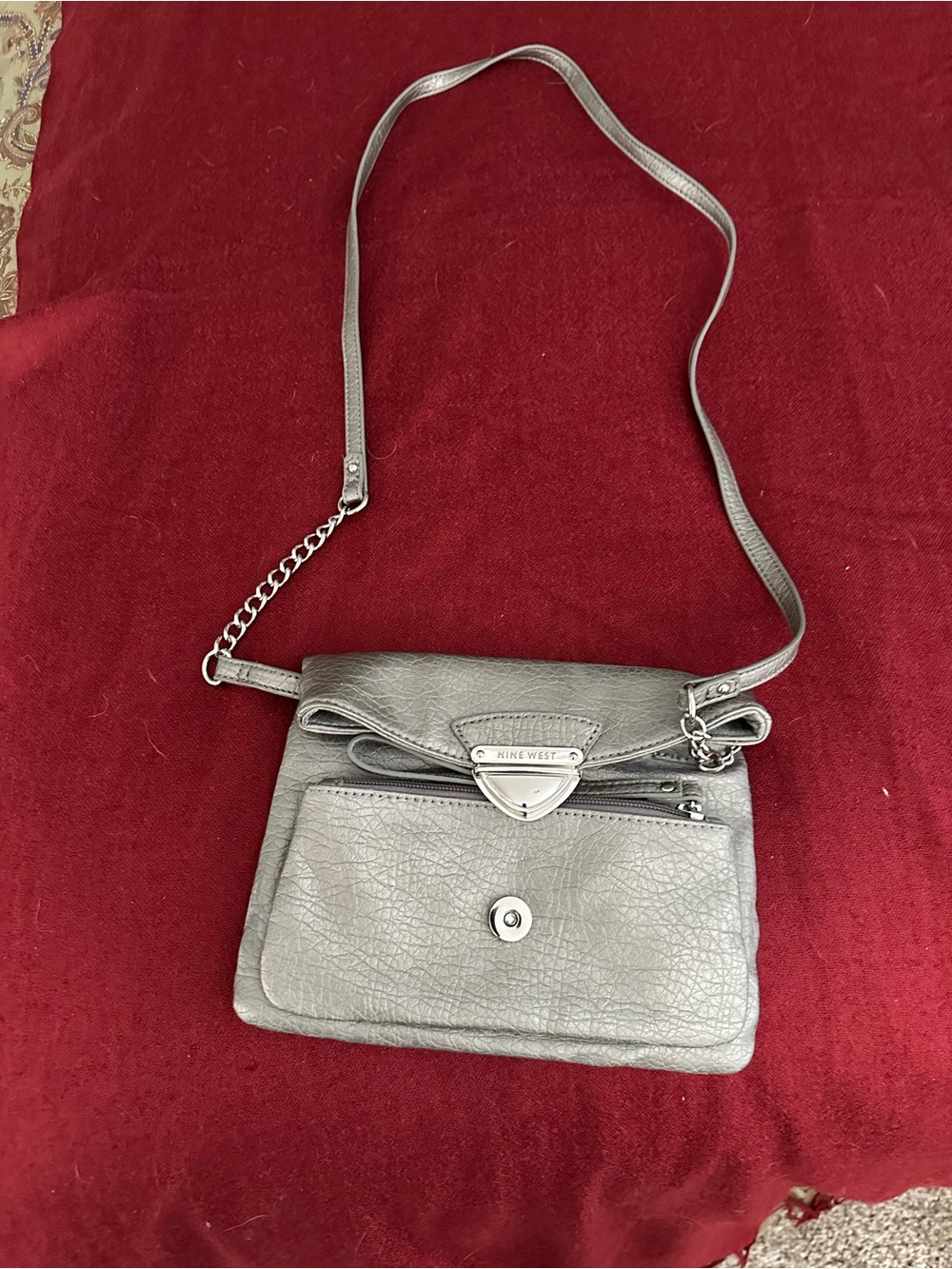 Nine West Silver-Gray Crossbody Bag